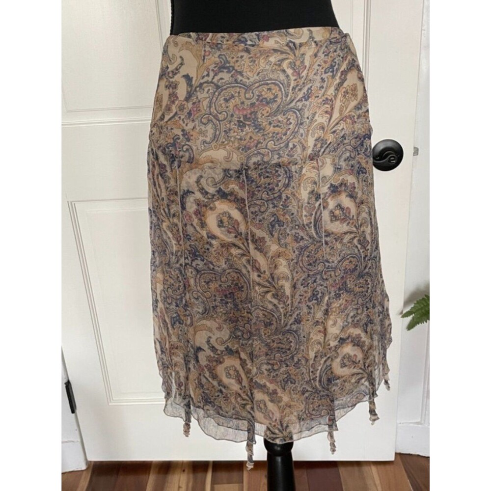 MAX MARA Pianoforte 100% Silk Paisley Wrap Skirt Made in Portugal US 6
